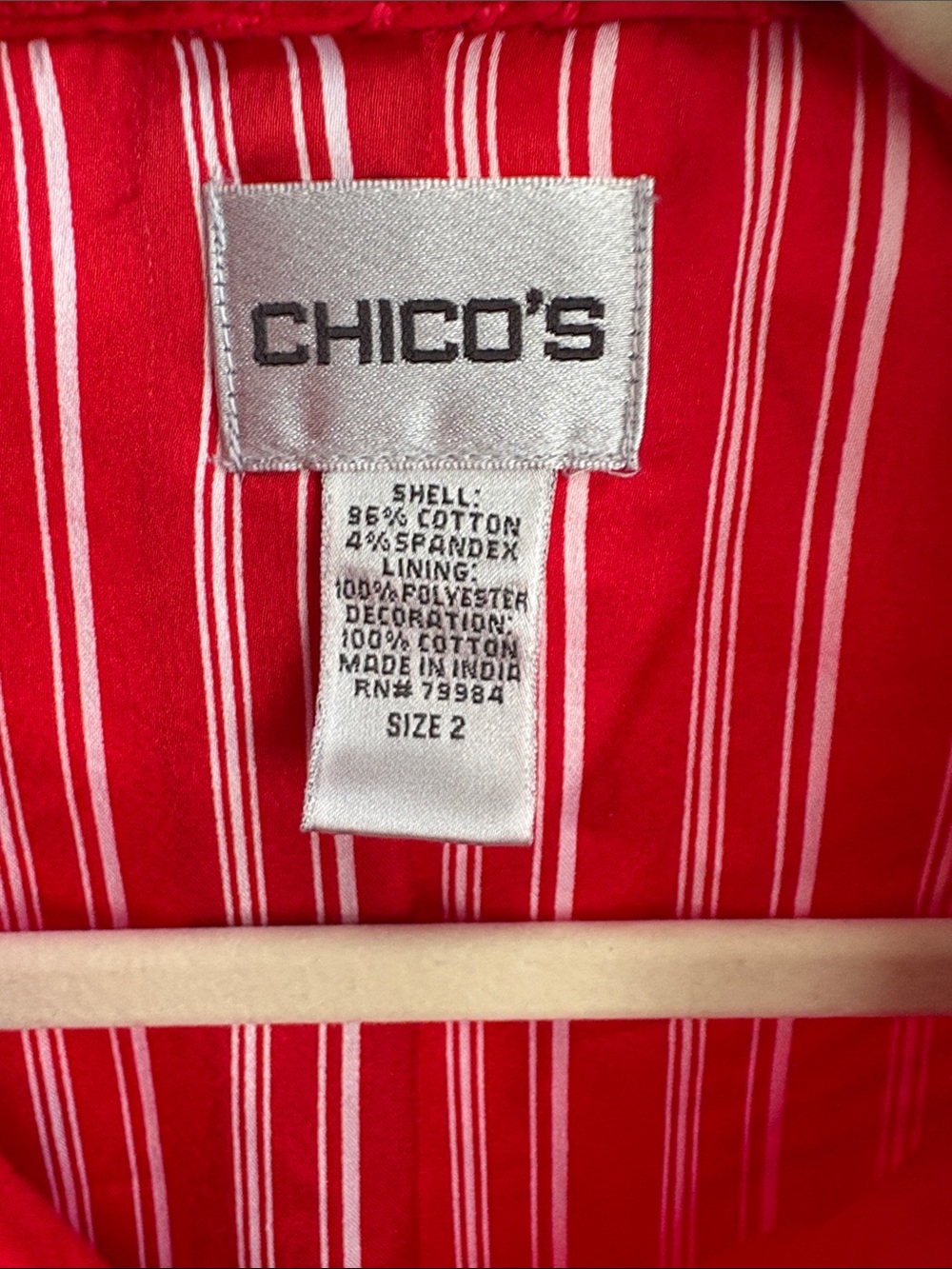 Chico's Red Embroidered Button-Front Jacket - Picture 3 of 3